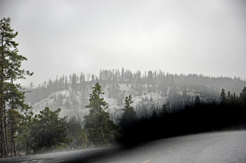 hail storm in Yellowstone National Park